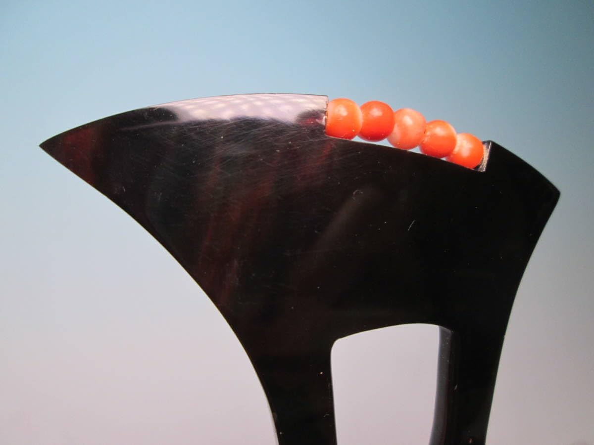 本鼈甲本珊瑚玉 4mm 5連飾りのかんざし